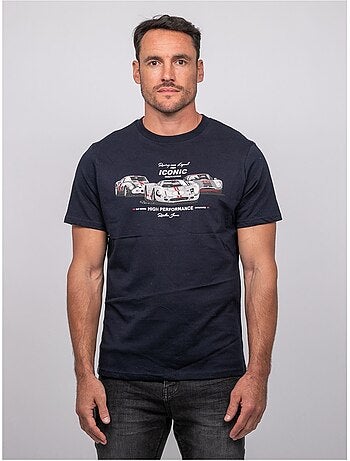 Camiseta de manga corta de algodón con estampado de coches de carreras jigator