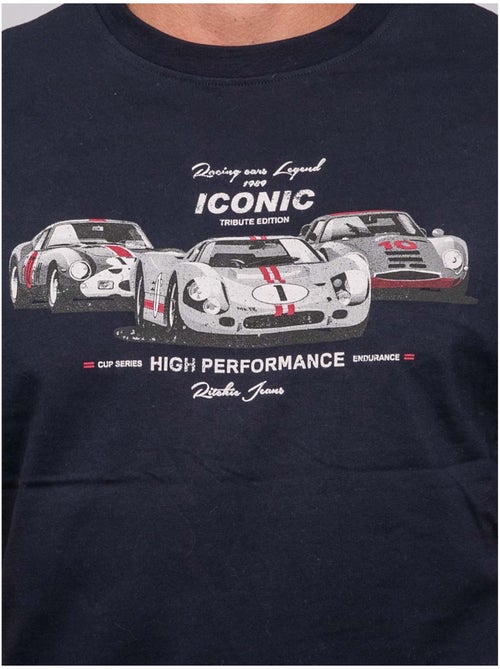 Camiseta de manga corta de algodón con estampado de coches de carreras jigator - Kiabi Camiseta de manga corta de algodón con estampado de coches de carreras jigator - Kiabi