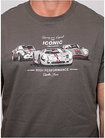 Camiseta de manga corta de algodón con estampado de coches de carreras jigator