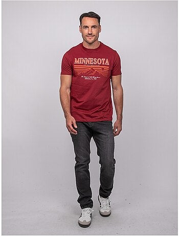 Camiseta de manga corta de algodón con estampado de montaña jampago