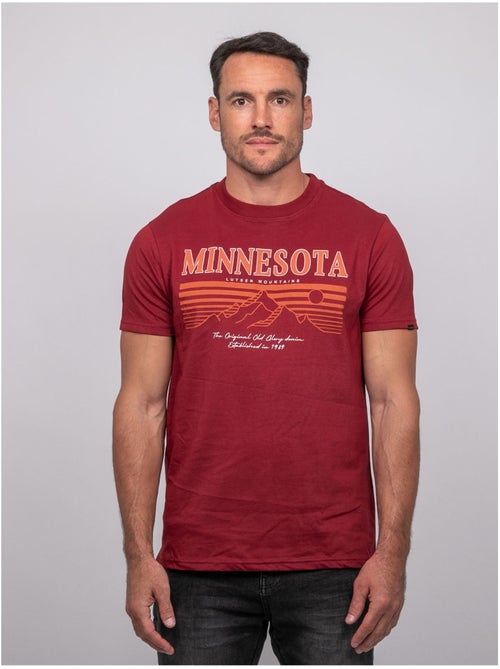 Camiseta de manga corta de algodón con estampado de montaña jampago - Kiabi Camiseta de manga corta de algodón con estampado de montaña jampago - Kiabi
