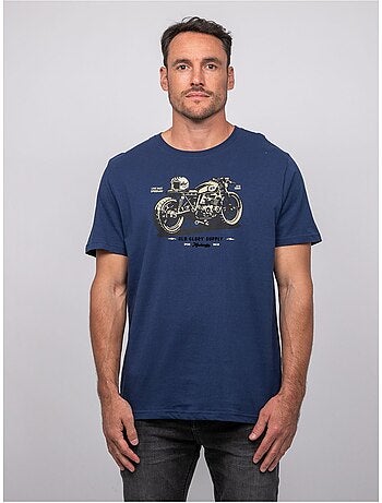 Camiseta de manga corta de algodón con estampado de moto jatoulo