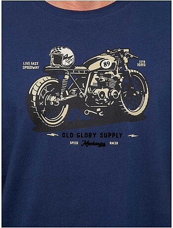 Camiseta de manga corta de algodón con estampado de moto jatoulo
