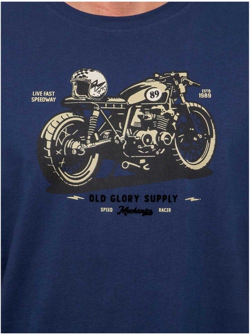 Camiseta de manga corta de algodón con estampado de moto jatoulo - Kiabi Camiseta de manga corta de algodón con estampado de moto jatoulo - Kiabi