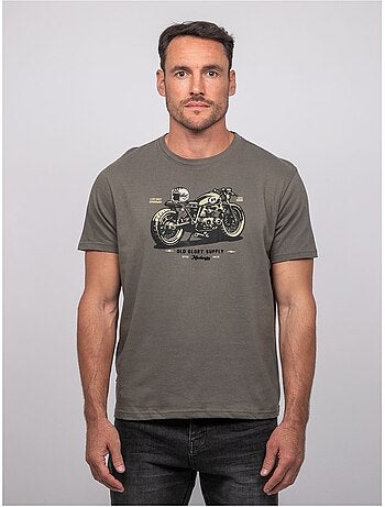 Camiseta de manga corta de algodón con estampado de moto jatoulo