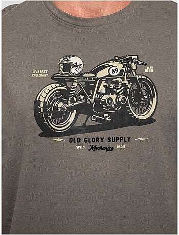 Camiseta de manga corta de algodón con estampado de moto jatoulo