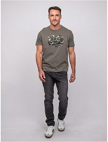 Camiseta de manga corta de algodón con estampado de moto jatoulo