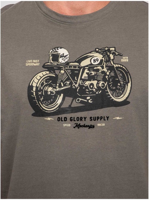 Camiseta de manga corta de algodón con estampado de moto jatoulo - Kiabi Camiseta de manga corta de algodón con estampado de moto jatoulo - Kiabi