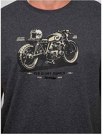 Camiseta de manga corta de algodón con estampado de moto jatoulo