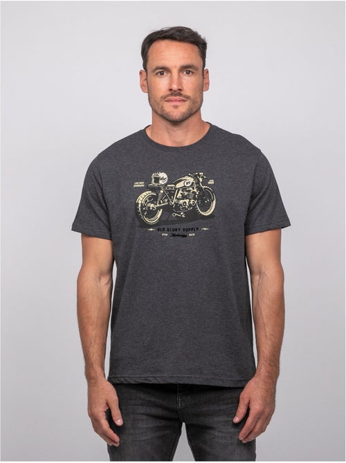 Camiseta de manga corta de algodón con estampado de moto jatoulo - Kiabi Camiseta de manga corta de algodón con estampado de moto jatoulo - Kiabi