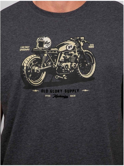 Camiseta de manga corta de algodón con estampado de moto jatoulo - Kiabi Camiseta de manga corta de algodón con estampado de moto jatoulo - Kiabi