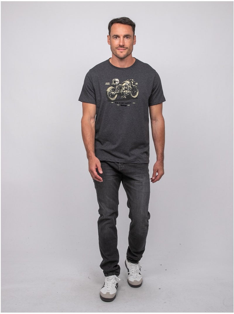 Camiseta de manga corta de algodón con estampado de moto jatoulo Gris - Kiabi