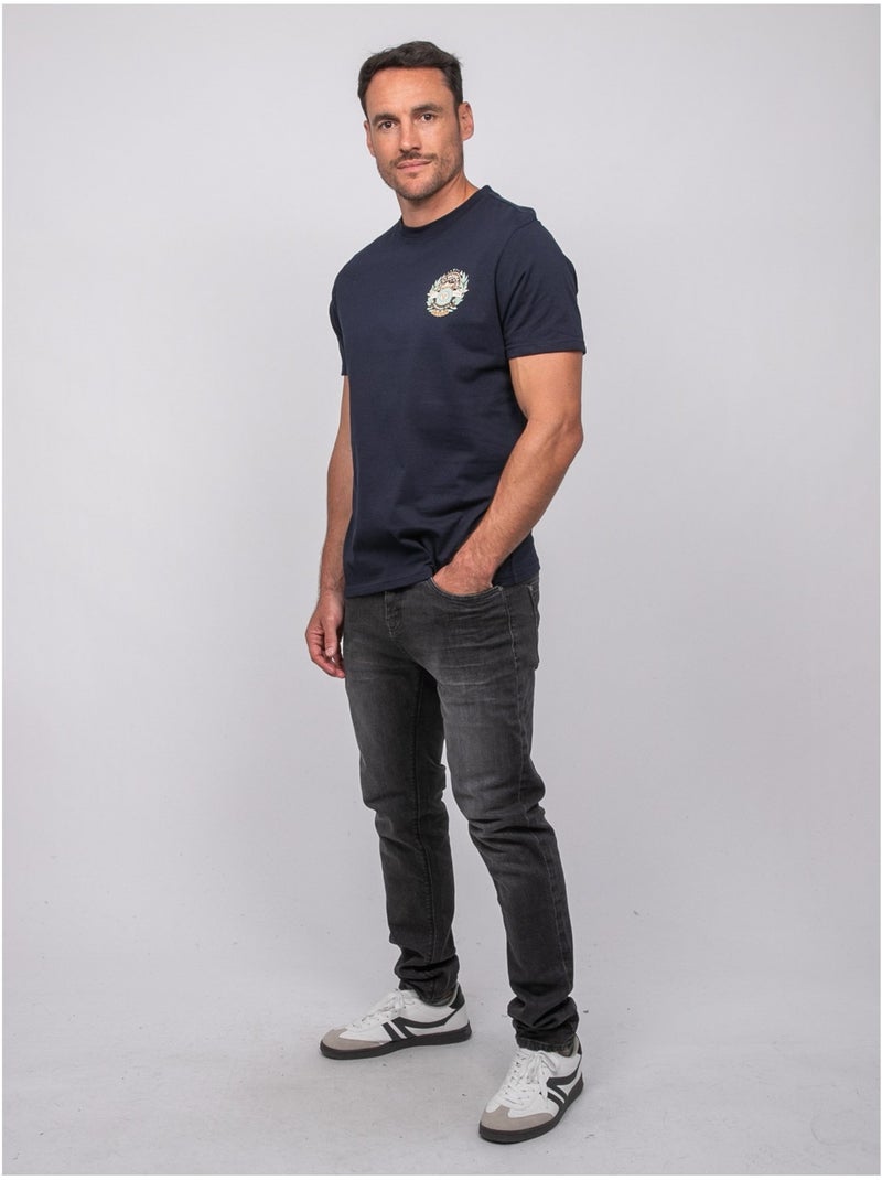 Camiseta de manga corta de algodón con estampado en la espalda jargus Azul marino - Kiabi