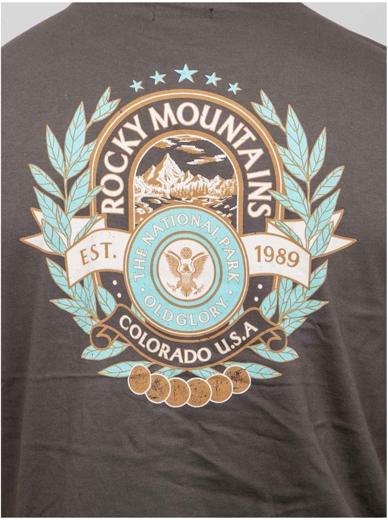 Camiseta de manga corta de algodón con estampado en la espalda jargus Caqui - Kiabi