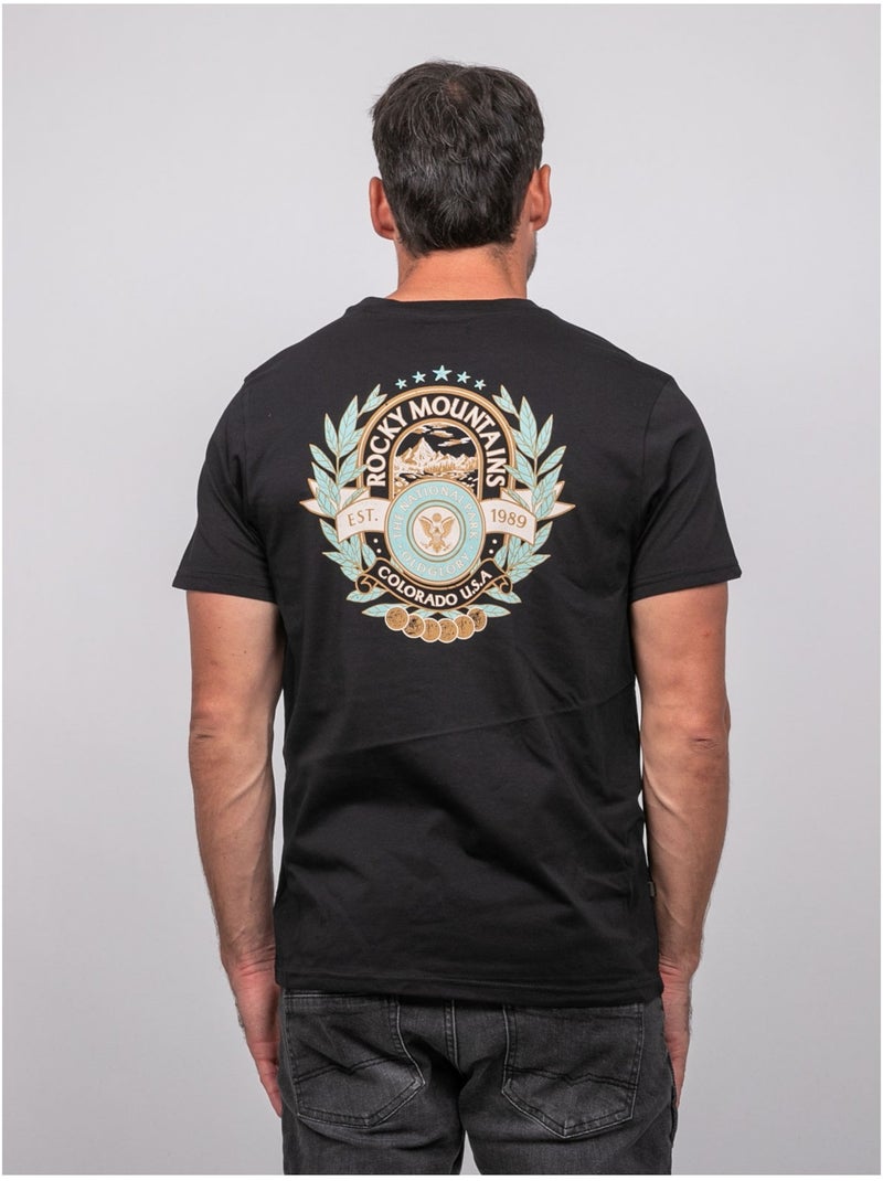 Camiseta de manga corta de algodón con estampado en la espalda jargus Negro - Kiabi