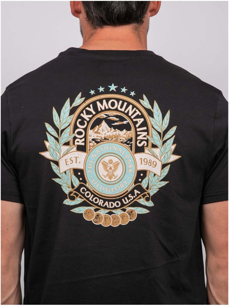 Camiseta de manga corta de algodón con estampado en la espalda jargus Negro - Kiabi