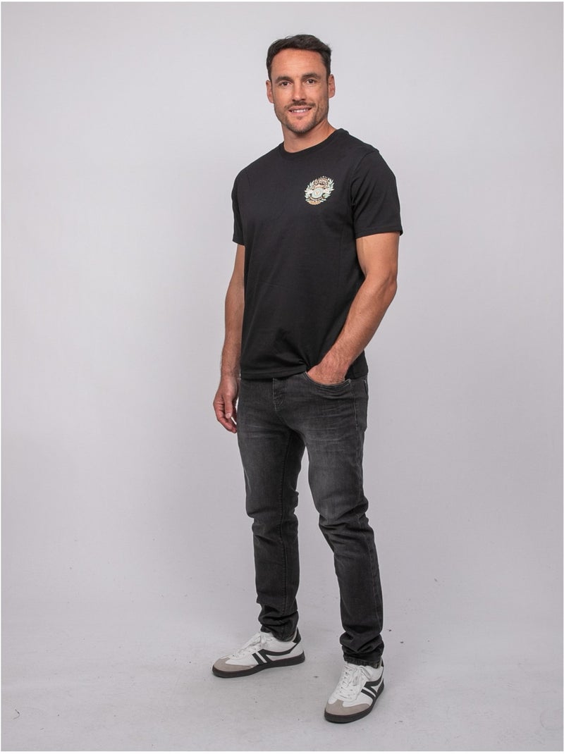 Camiseta de manga corta de algodón con estampado en la espalda jargus Negro - Kiabi
