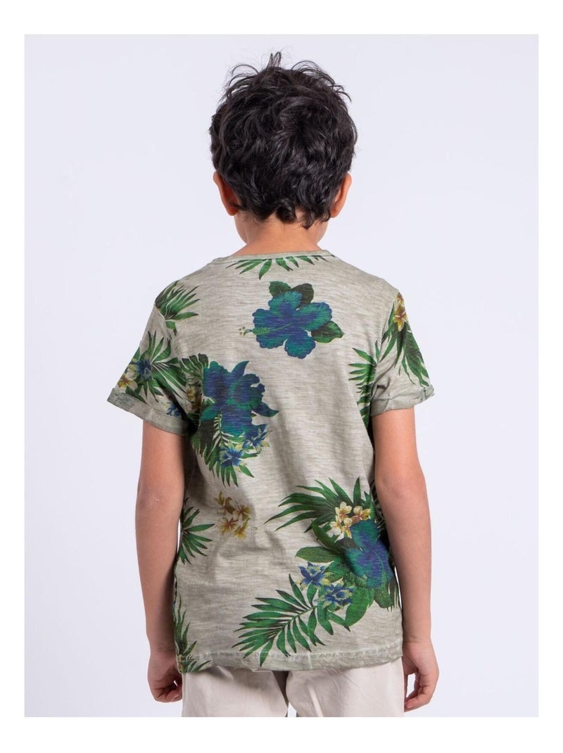 Camiseta de manga corta de cuello redondo de puro algodón NABANE-J Beige - Kiabi