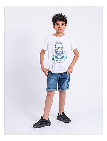 Camiseta de manga corta de cuello redondo de puro algodón NABARZU-J