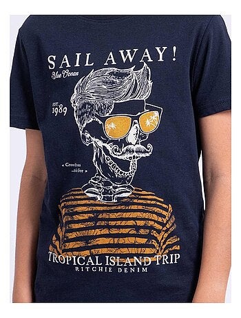 Camiseta de manga corta de cuello redondo de puro algodón NOUMICK-J