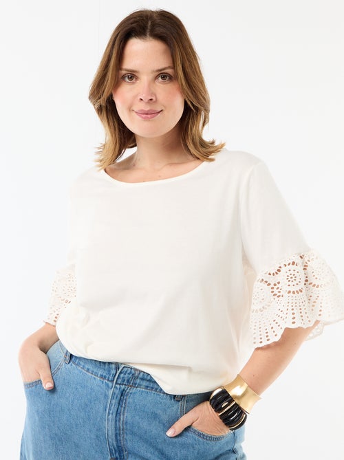 Camiseta de manga corta de macramé - Kiabi