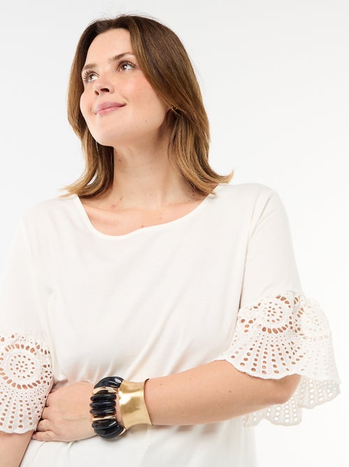 Camiseta de manga corta de macramé - Kiabi