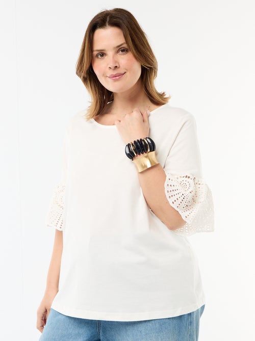 Camiseta de manga corta de macramé - Kiabi