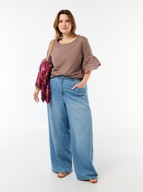 Camiseta de manga corta de macramé - Kiabi