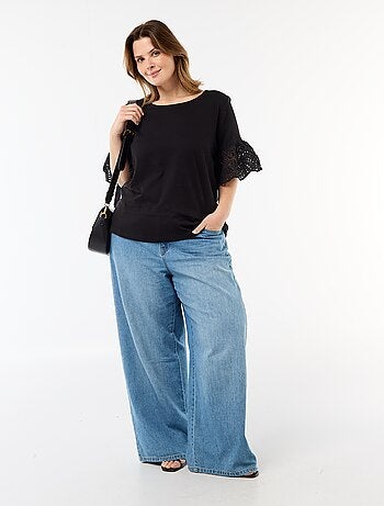 Camiseta de manga corta de macramé