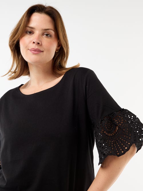 Camiseta de manga corta de macramé - Kiabi