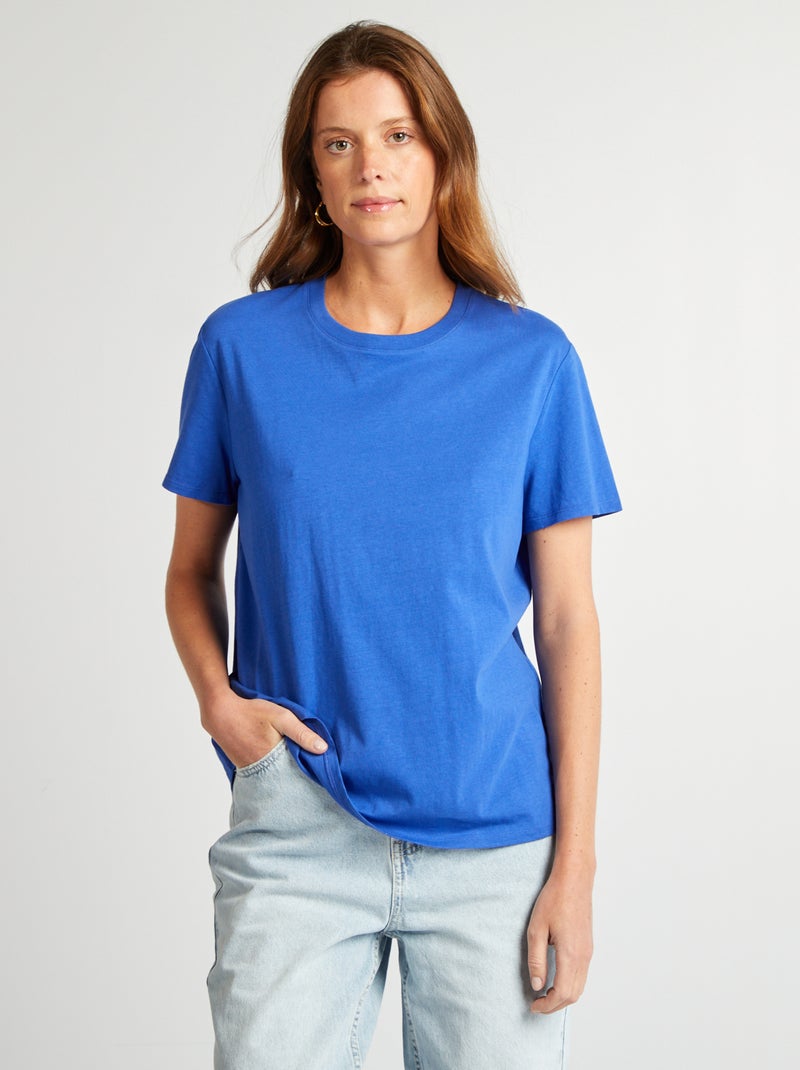 Camiseta de manga corta de punto azul - Kiabi