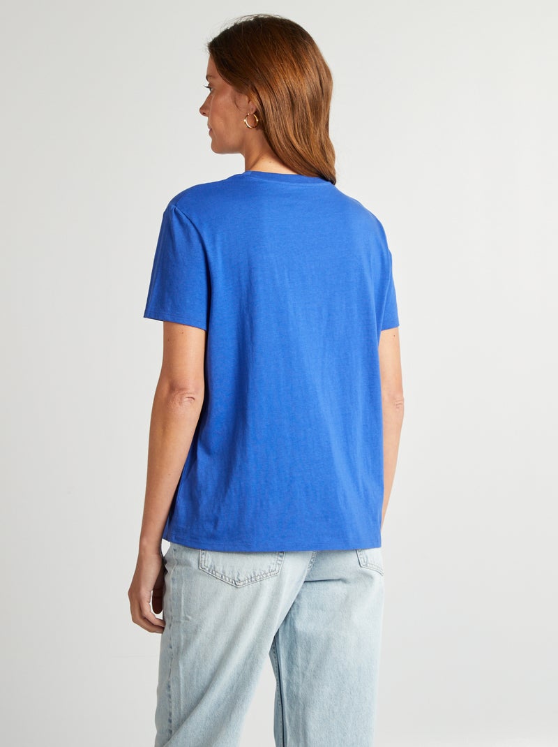 Camiseta de manga corta de punto azul - Kiabi