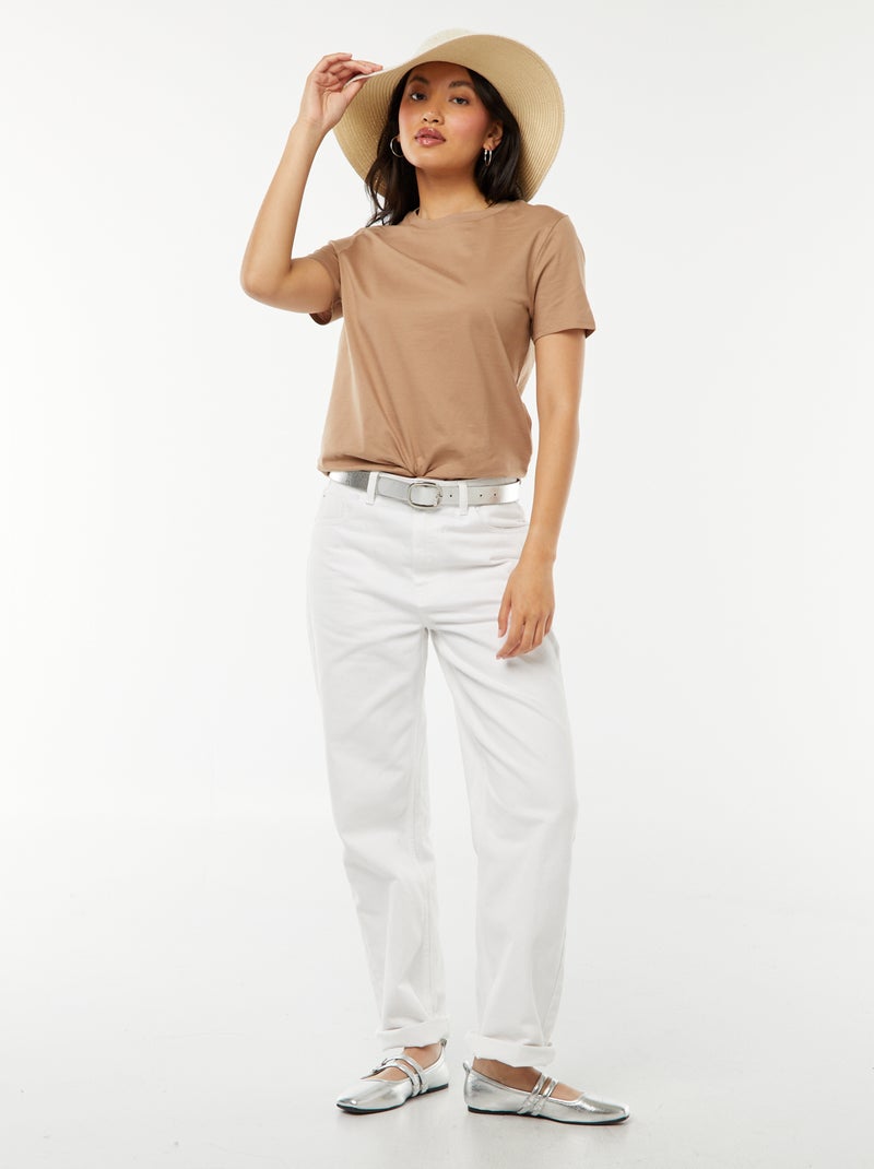 Camiseta de manga corta de punto Beige - Kiabi