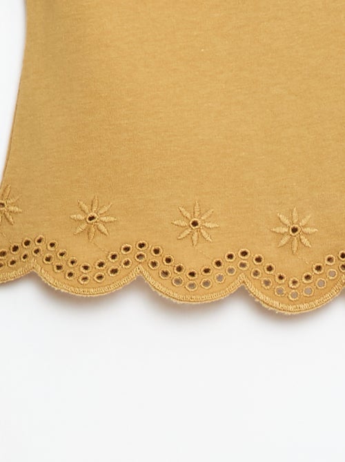 Camiseta de manga corta de punto con bordado inglés - Kiabi