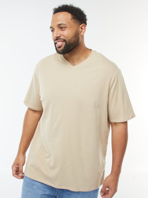 Camiseta de manga corta de punto con cuello de pico - Kiabi