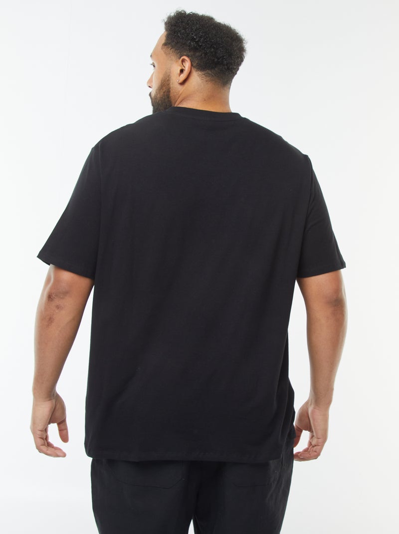 Camiseta de manga corta de punto con cuello de pico negro - Kiabi