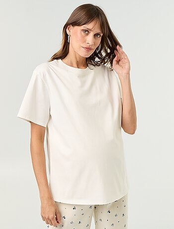 Camiseta de manga corta de punto de algodón para mujer