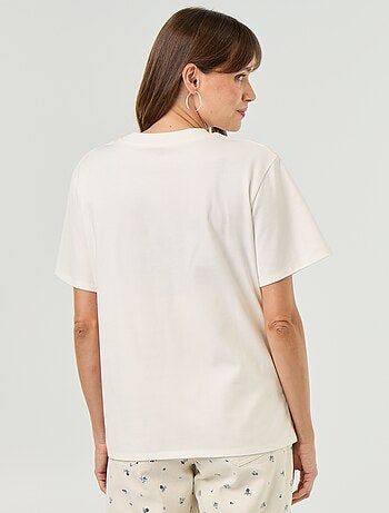Camiseta de manga corta de punto de algodón para mujer