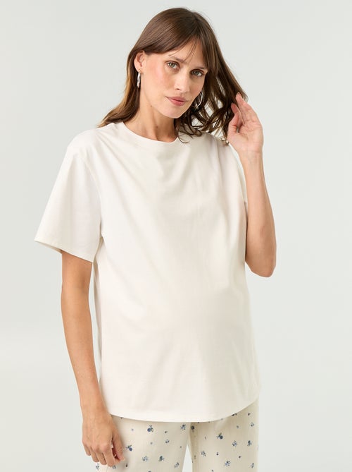 Camiseta de manga corta de punto de algodón para mujer - Kiabi