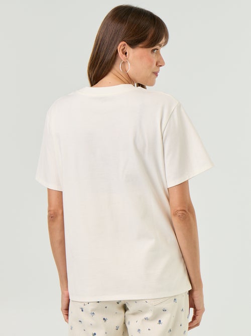 Camiseta de manga corta de punto de algodón para mujer - Kiabi