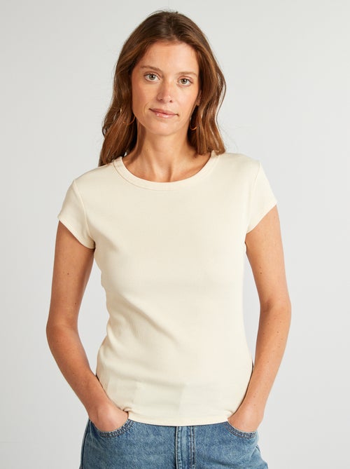 Camiseta de manga corta de punto de canalé - Kiabi