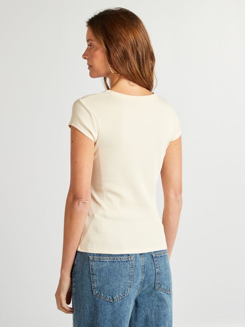 Camiseta de manga corta de punto de canalé - Kiabi