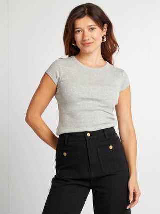 Camiseta de manga corta de punto de canalé