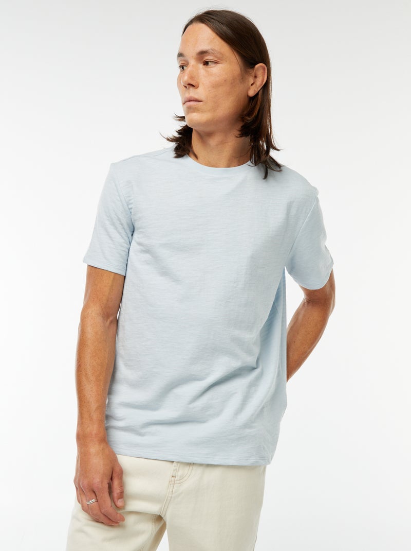 Camiseta de manga corta de punto de fantasía Azul - Kiabi