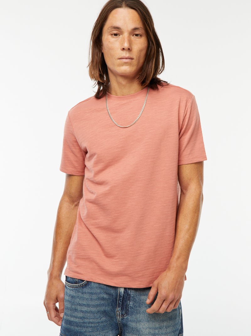 Camiseta de manga corta de punto de fantasía Rosa - Kiabi