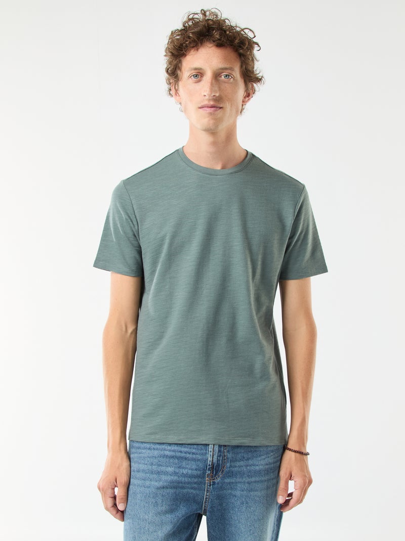 Camiseta de manga corta de punto de fantasía Verde - Kiabi