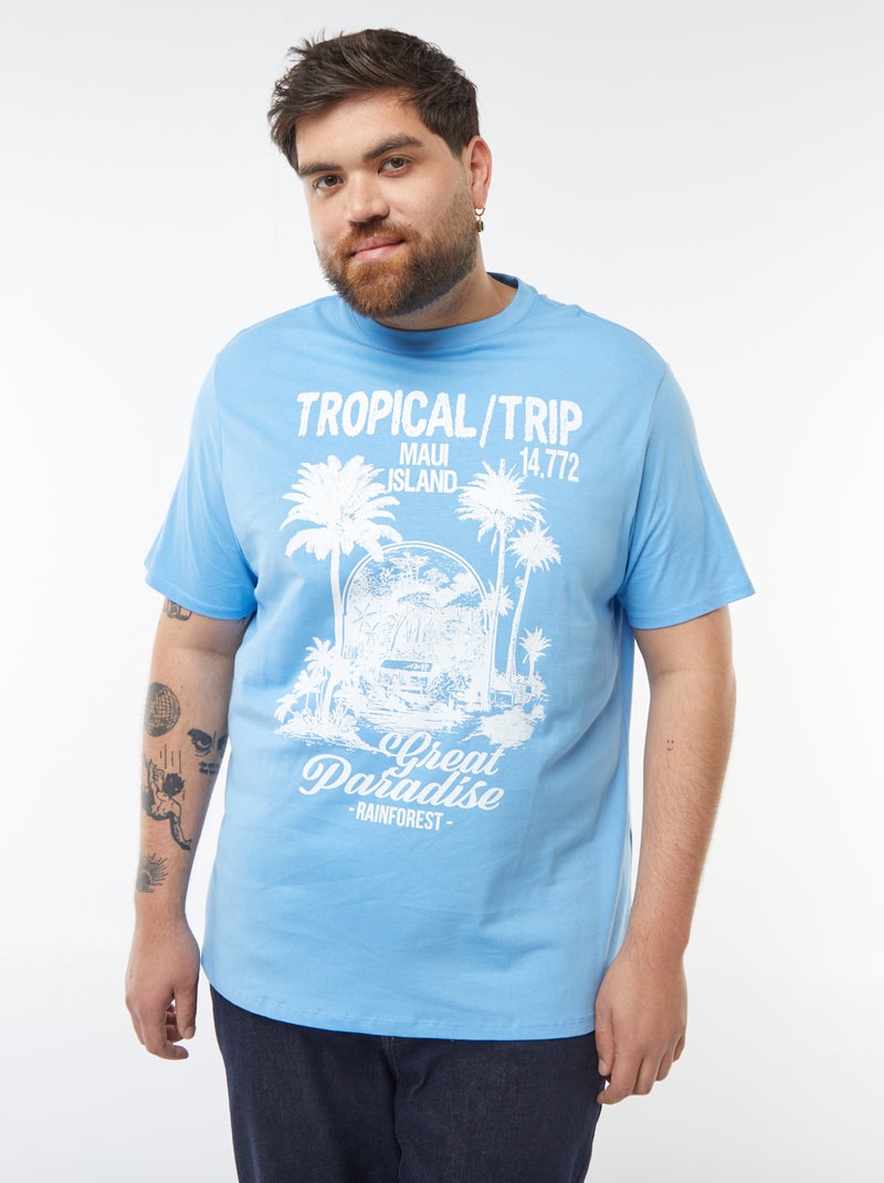 Camiseta de manga corta de punto estampada AZUL - Kiabi