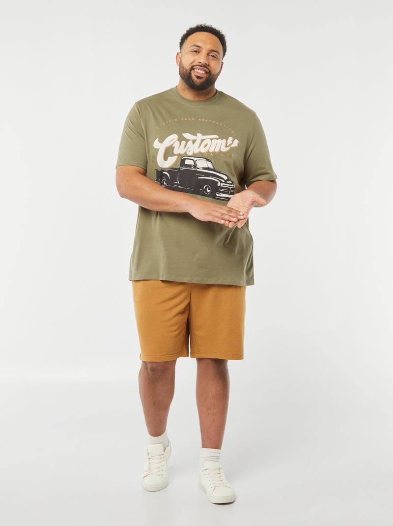 Camiseta de manga corta de punto estampada KAKI - Kiabi