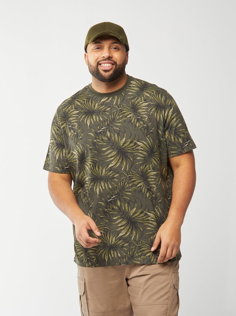 Camiseta de manga corta de punto estampada KAKI - Kiabi