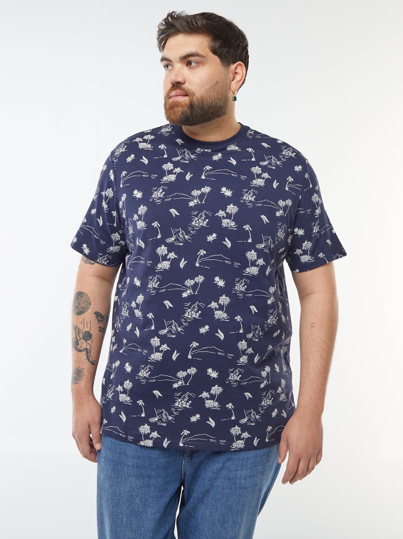 Camiseta de manga corta de punto estampada NEGRO - Kiabi